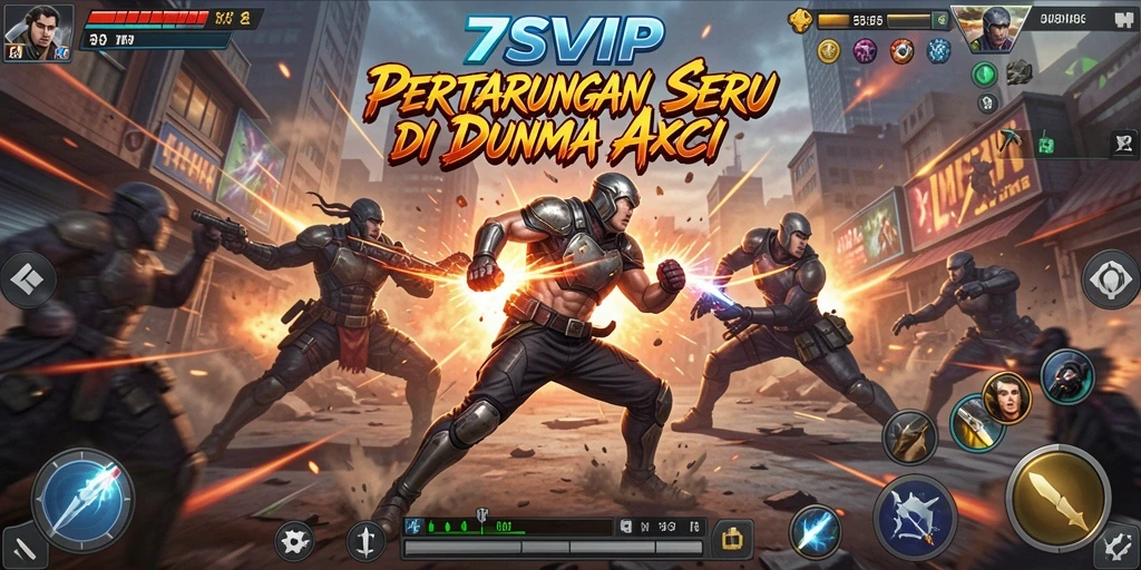 Tampilan gameplay penuh aksi yang mendebarkan di 7SVIP.