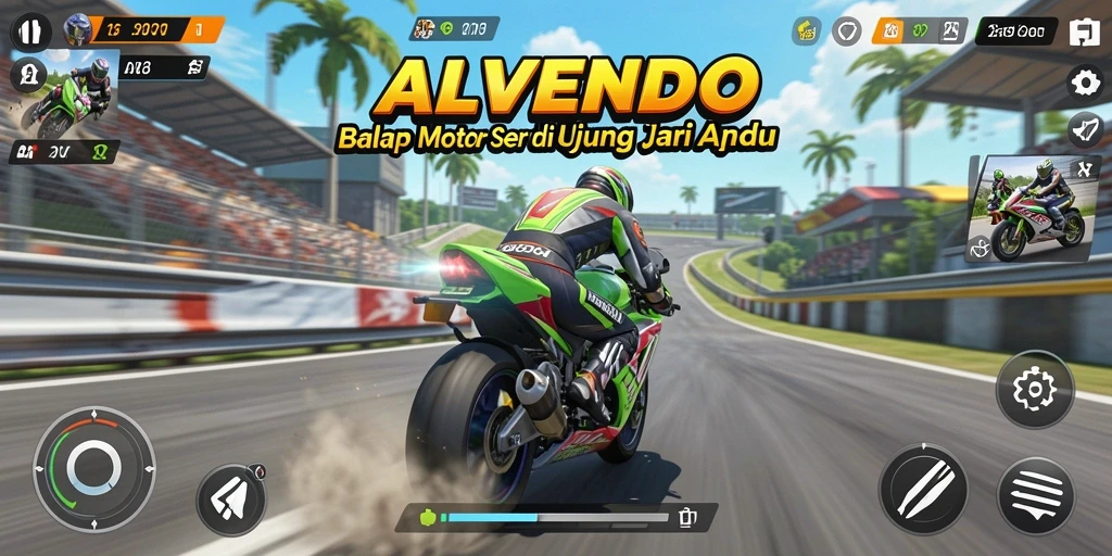 Tampilan seru gameplay balap motor di ALVENDO.