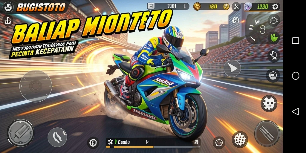 Gameplay BUGISTOTO yang mendebarkan di trek balap yang menantang.