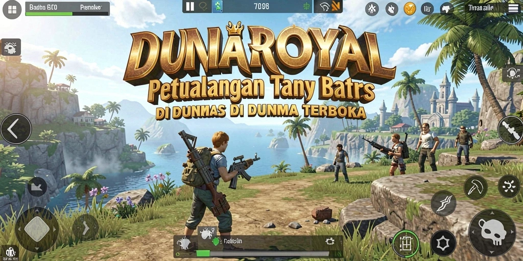 Screenshot gameplay DUNIAROYAL yang menampilkan lingkungan Open World yang luas.
