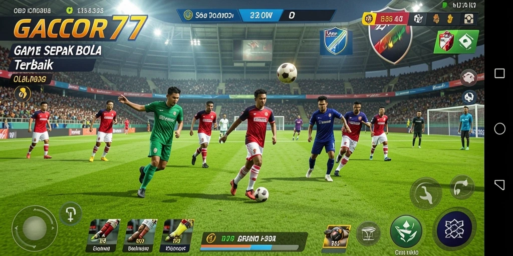 Screenshot GACOR77 menunjukkan aksi seru dalam pertandingan sepak bola.