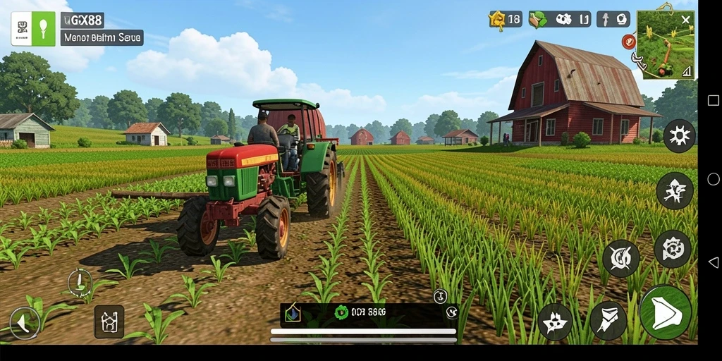 Tampilan gameplay GX88 dengan aktivitas pertanian yang seru dan interaktif.