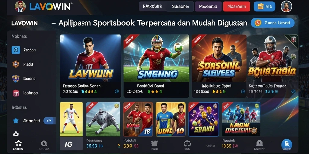 Tampilan utama LAVOWIN menampilkan berbagai opsi taruhan olahraga.