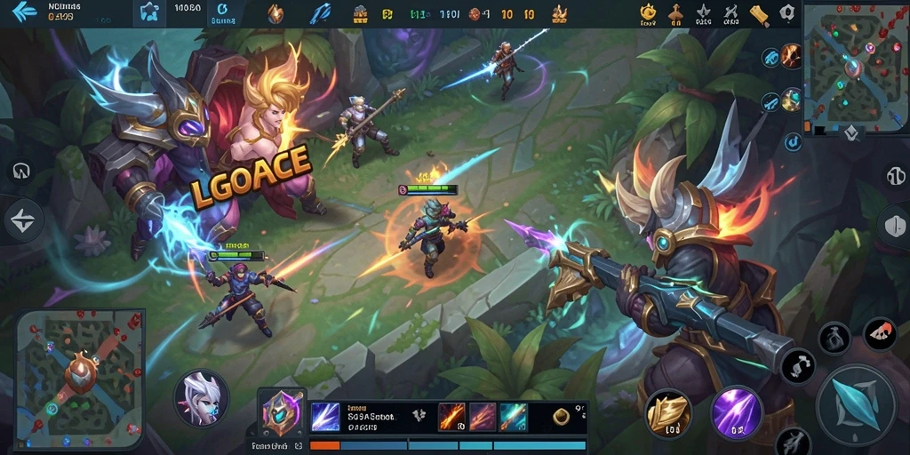 Tampilan menarik gameplay MOBA di LGOACE dengan karakter unik.