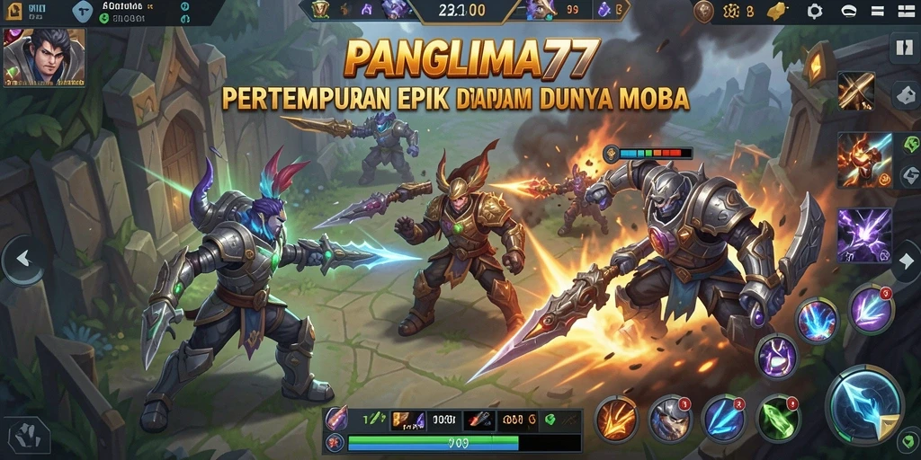 Tampilan duel epik dalam gameplay <strong>PANGLIMA77</strong> yang menegangkan.