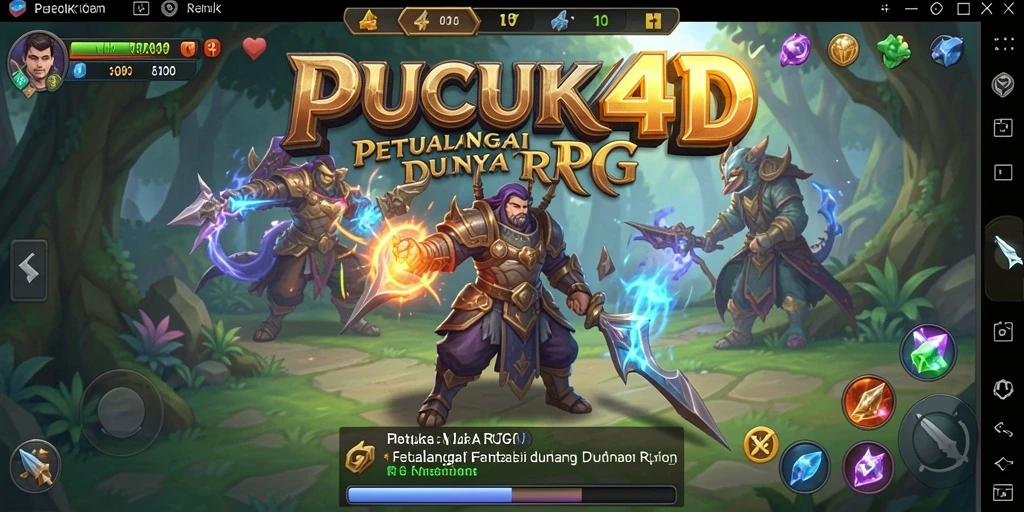 Screenshot menunjukkan aksi epik dalam gameplay RPG PUCUK4D.