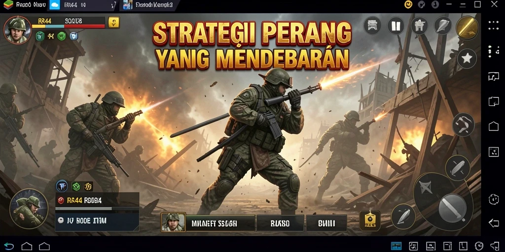 Screenshot gameplay RR44 menampilkan aksi strategi yang menegangkan.