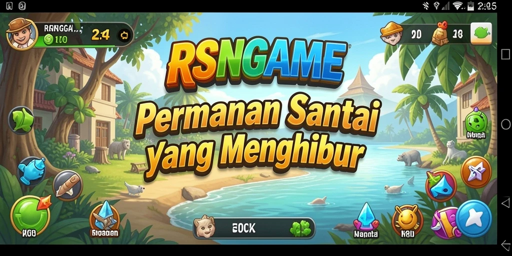 Tangkapan layar RSNGAME menampilkan gameplay yang berwarna dan interaktif.