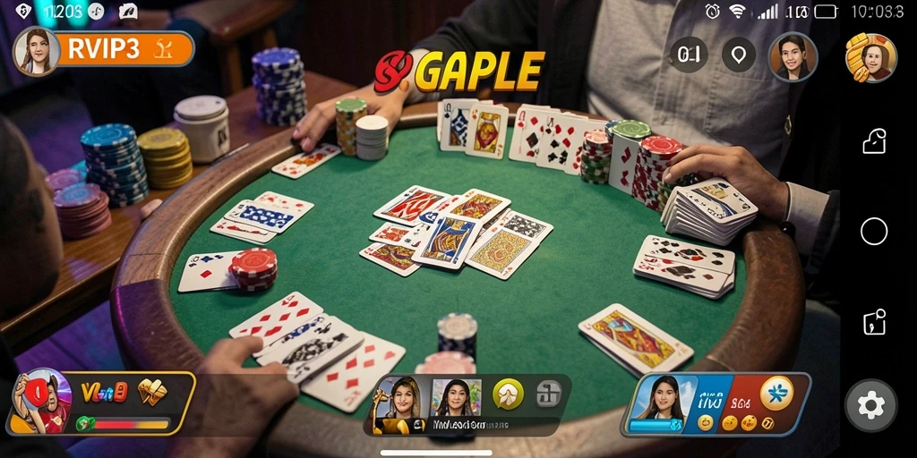 Screenshot gameplay RVIP3 dengan suasana seru permainan Gaple.