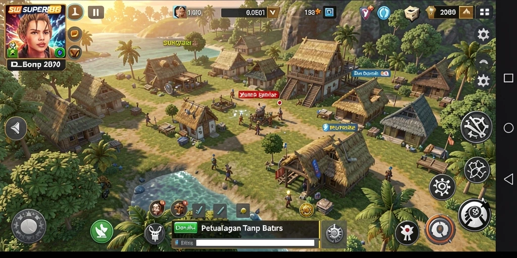Screenshot gameplay SUPER88 yang menunjukkan petualangan di dunia terbuka.