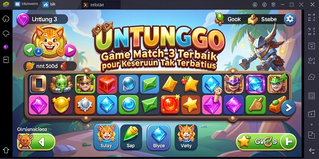 Tampilan gameplay seru dalam UNTUNGGO yang penuh warna.