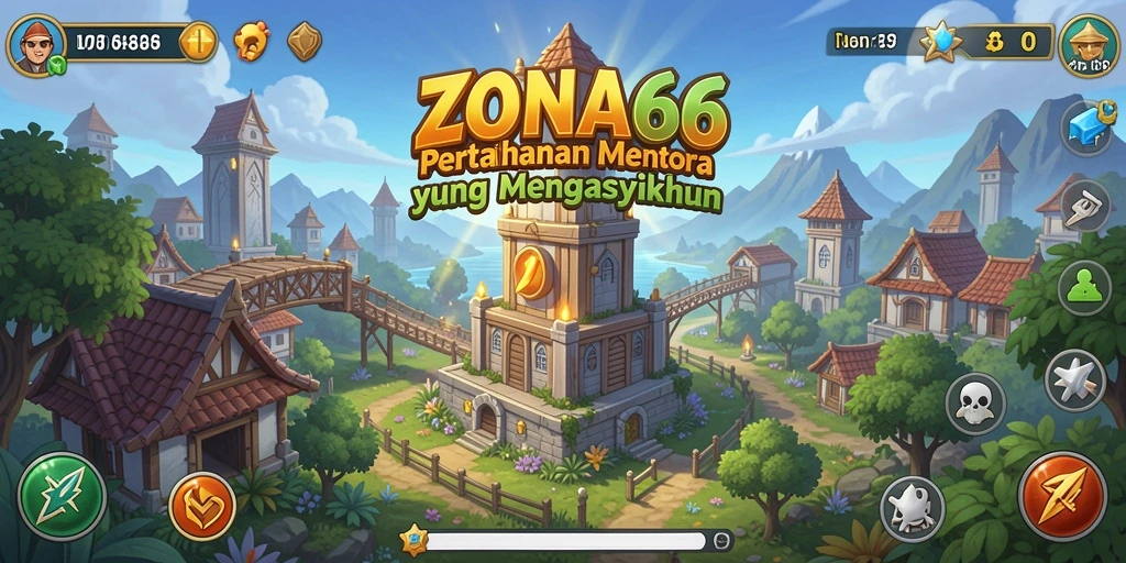 Tangkapan layar gameplay ZONA66 dengan aksi Tower Defense yang seru.